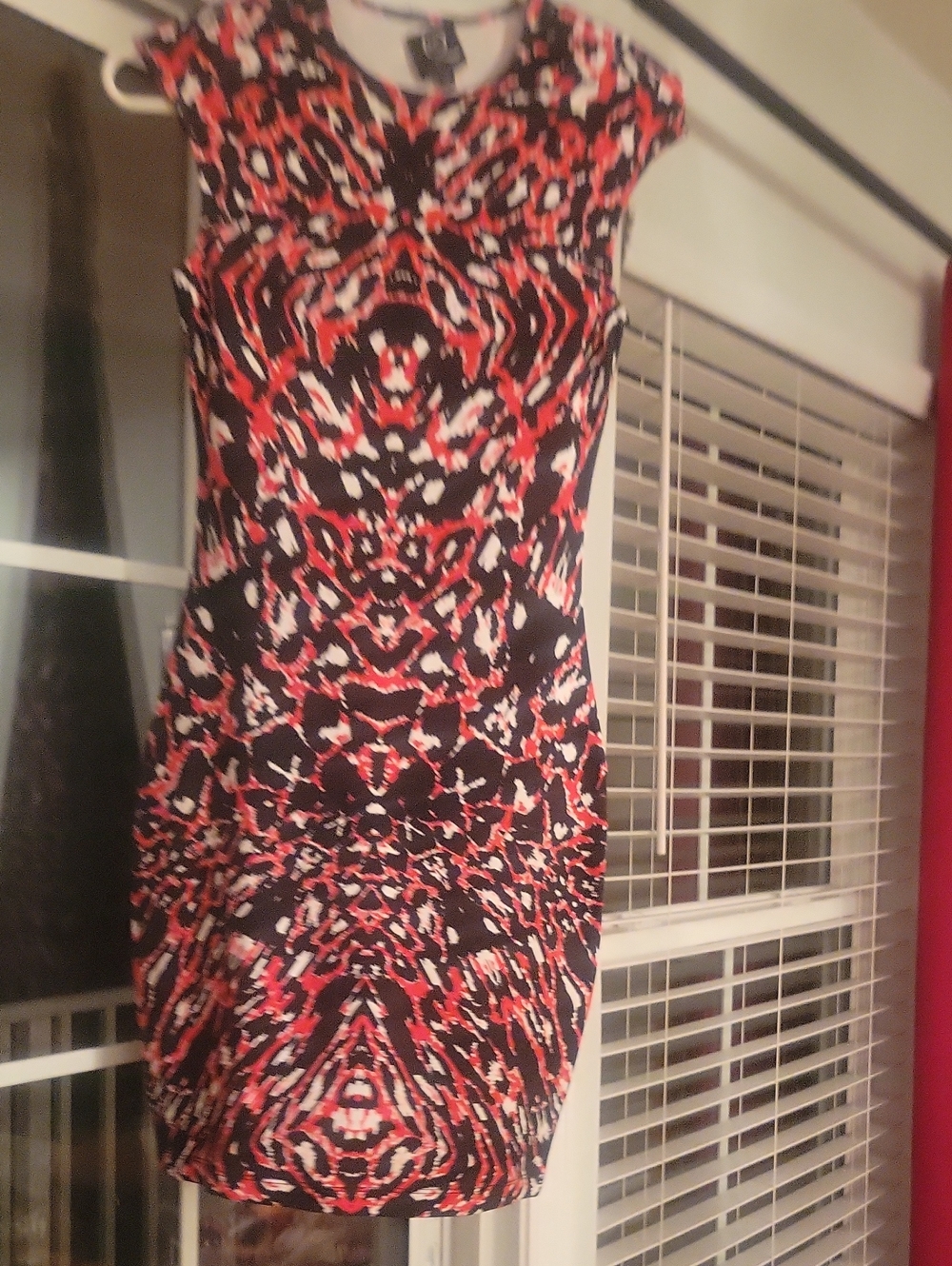 Alexander McQueen Black, Red & White Abstract-Print Mini Dress